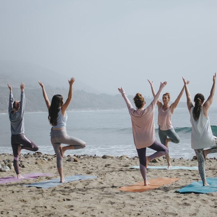 Group fitness class in a modern studio setting
