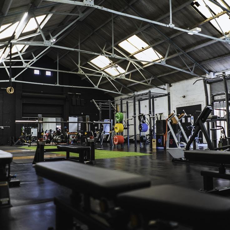 Modern gym interior with professional training equipment